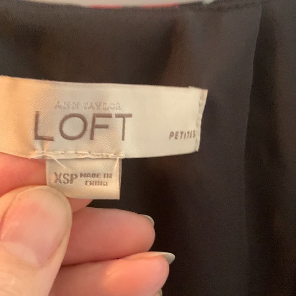 Loft charcoal grey floral chiffon maxi, lined, v neck, elastic waist,cuffs szXSP - Picture 6 of 12